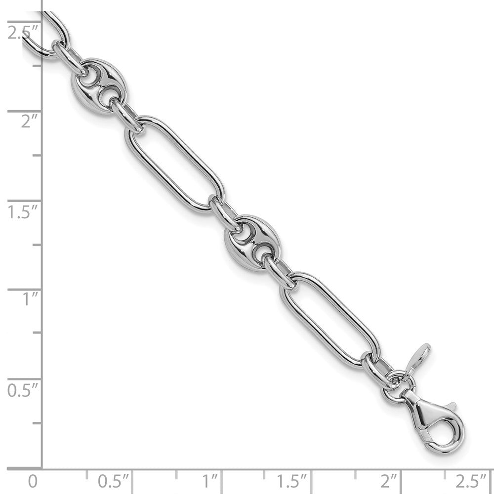 Sterlingsilber Rhodiniert Poliert mit 1 Zoll. Verlängerung Glieder Armband