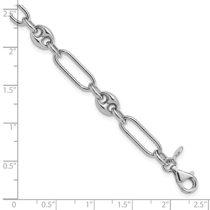 Sterlingsilber Rhodiniert Poliert mit 1 Zoll. Verlängerung Glieder Armband