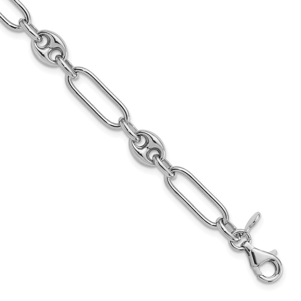 Sterlingsilber Rhodiniert Poliert mit 1 Zoll. Verlängerung Glieder Armband