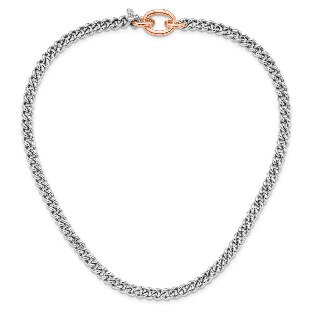 Roségoldbeschichtet Sterlingsilber Rhodiniert und Gold Panzer Glieder Halskette