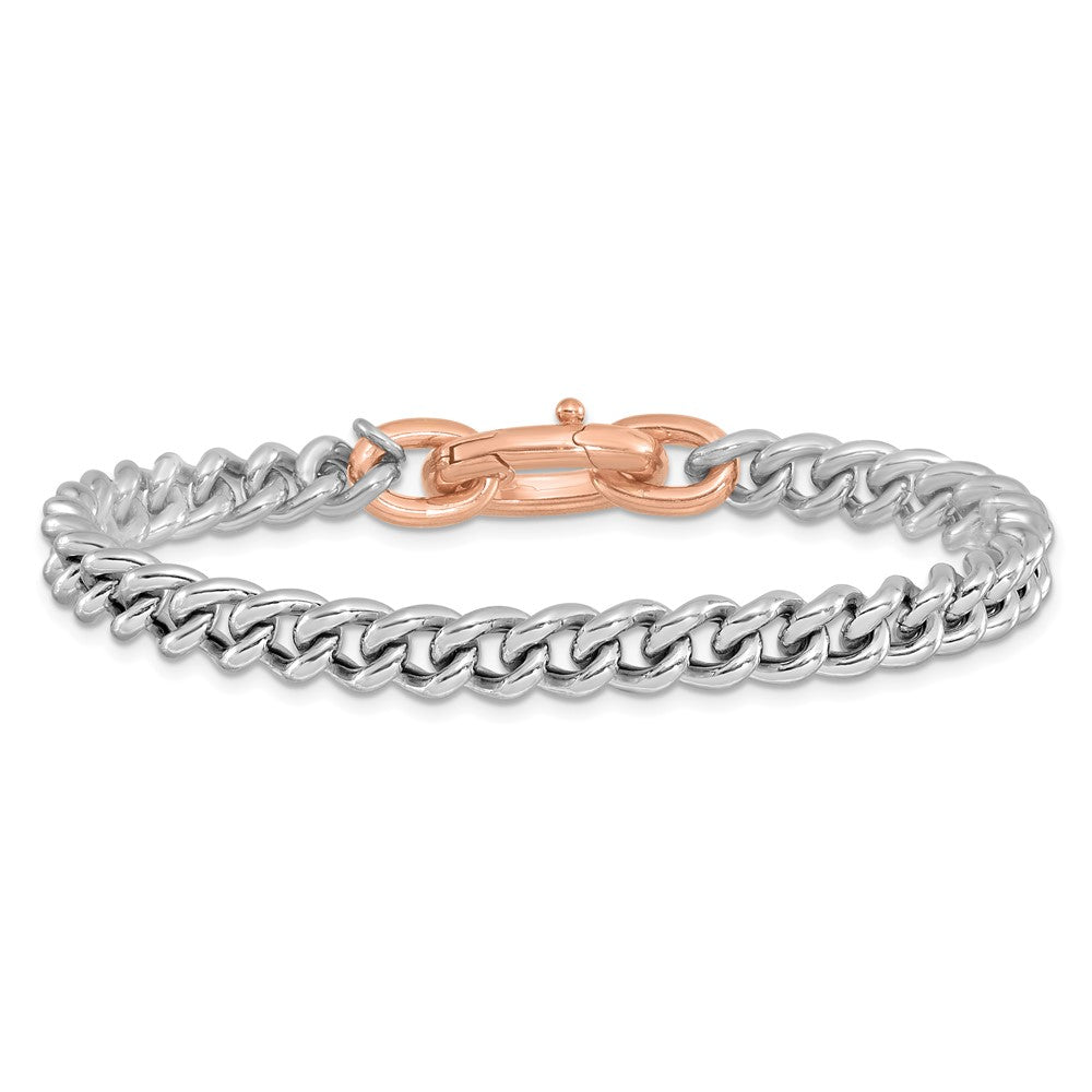 Roségoldbeschichtet Sterlingsilber Rhodiniert/ Roségold Platte Panzer Glieder Armband