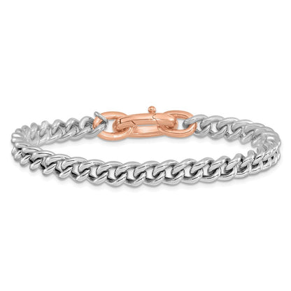 Roségoldbeschichtet Sterlingsilber Rhodiniert/ Roségold Platte Panzer Glieder Armband