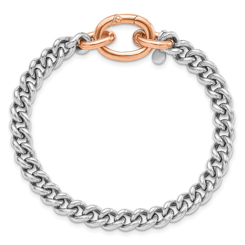 Roségoldbeschichtet Sterlingsilber Rhodiniert/ Roségold Platte Panzer Glieder Armband
