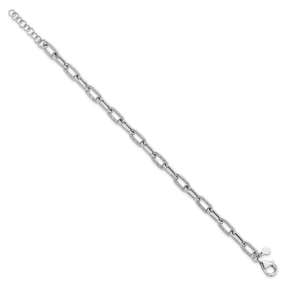 Sterlingsilber Rhodiniert Pl Poliert/texture Glieder 1 Zoll Verlängerung. Armband