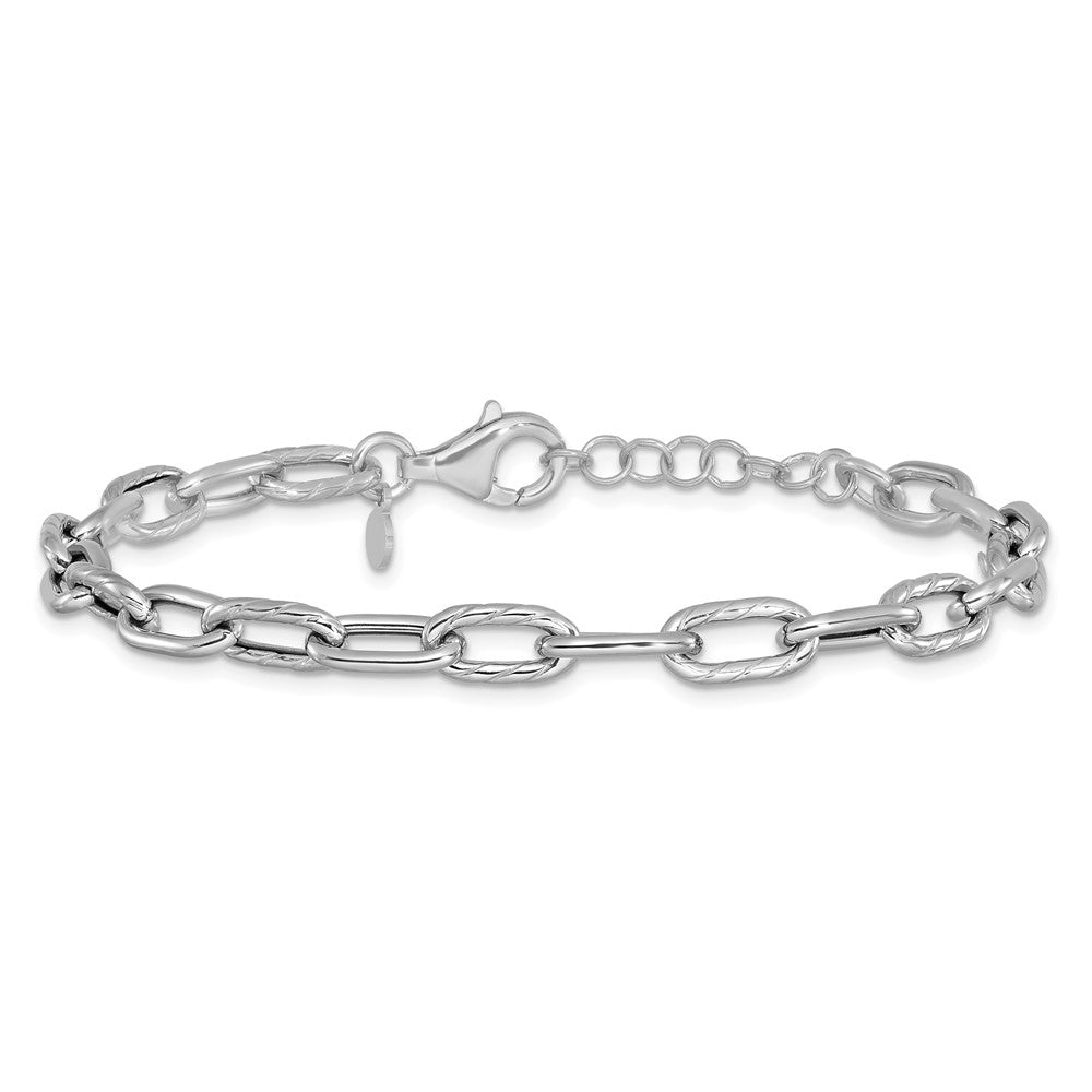 Sterlingsilber Rhodiniert Pl Poliert/texture Glieder 1 Zoll Verlängerung. Armband