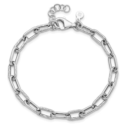 Sterlingsilber Rhodiniert Pl Poliert/texture Glieder 1 Zoll Verlängerung. Armband
