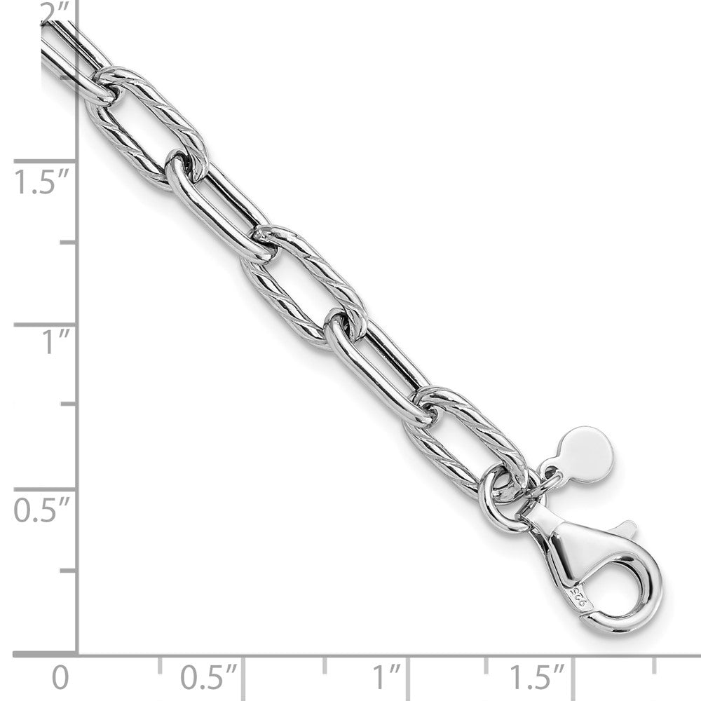 Sterlingsilber Rhodiniert Pl Poliert/texture Glieder 1 Zoll Verlängerung. Armband