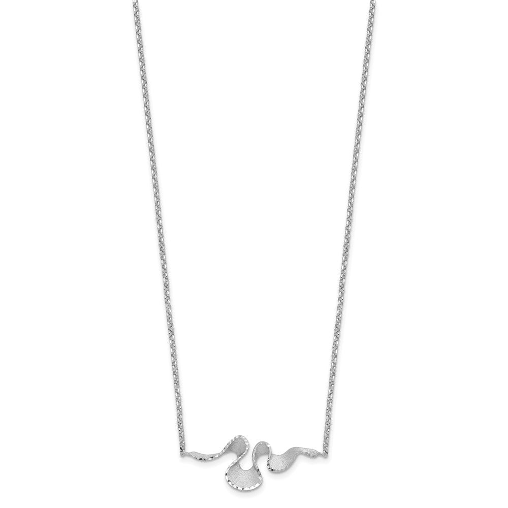 Sterlingsilber Rhodiniert Plt Satiniert / Diamantiert mit 2 Zoll. Verlängerung Halskette