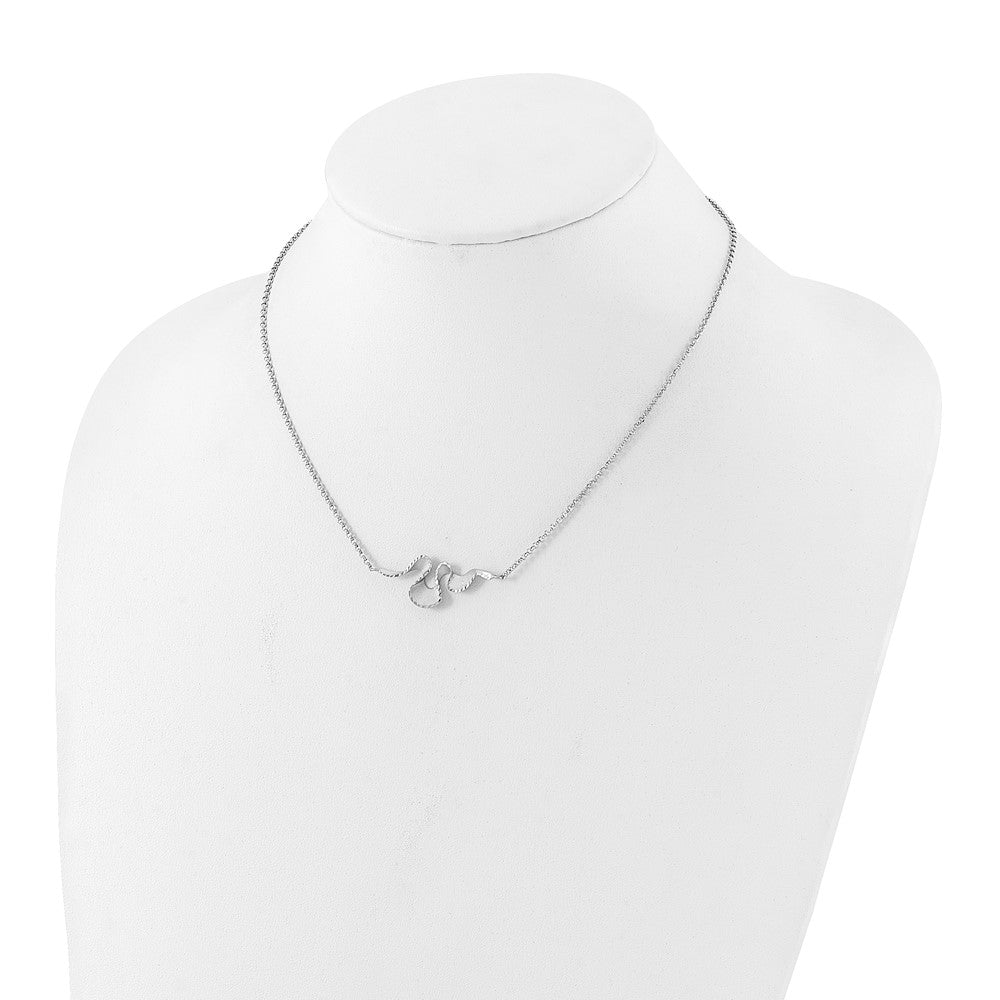 Sterlingsilber Rhodiniert Plt Satiniert / Diamantiert mit 2 Zoll. Verlängerung Halskette