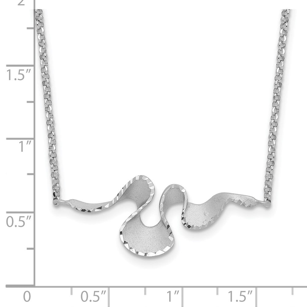 Sterlingsilber Rhodiniert Plt Satiniert / Diamantiert mit 2 Zoll. Verlängerung Halskette