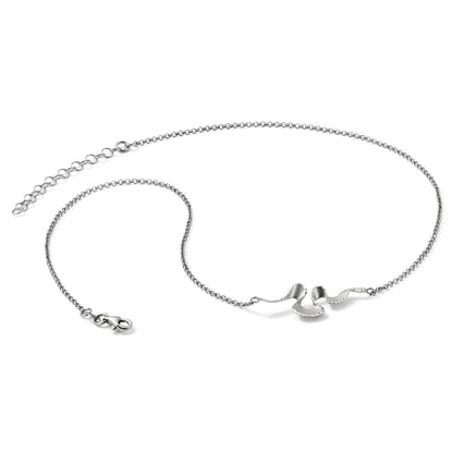 Sterlingsilber Rhodiniert Plt Satiniert / Diamantiert mit 2 Zoll. Verlängerung Halskette