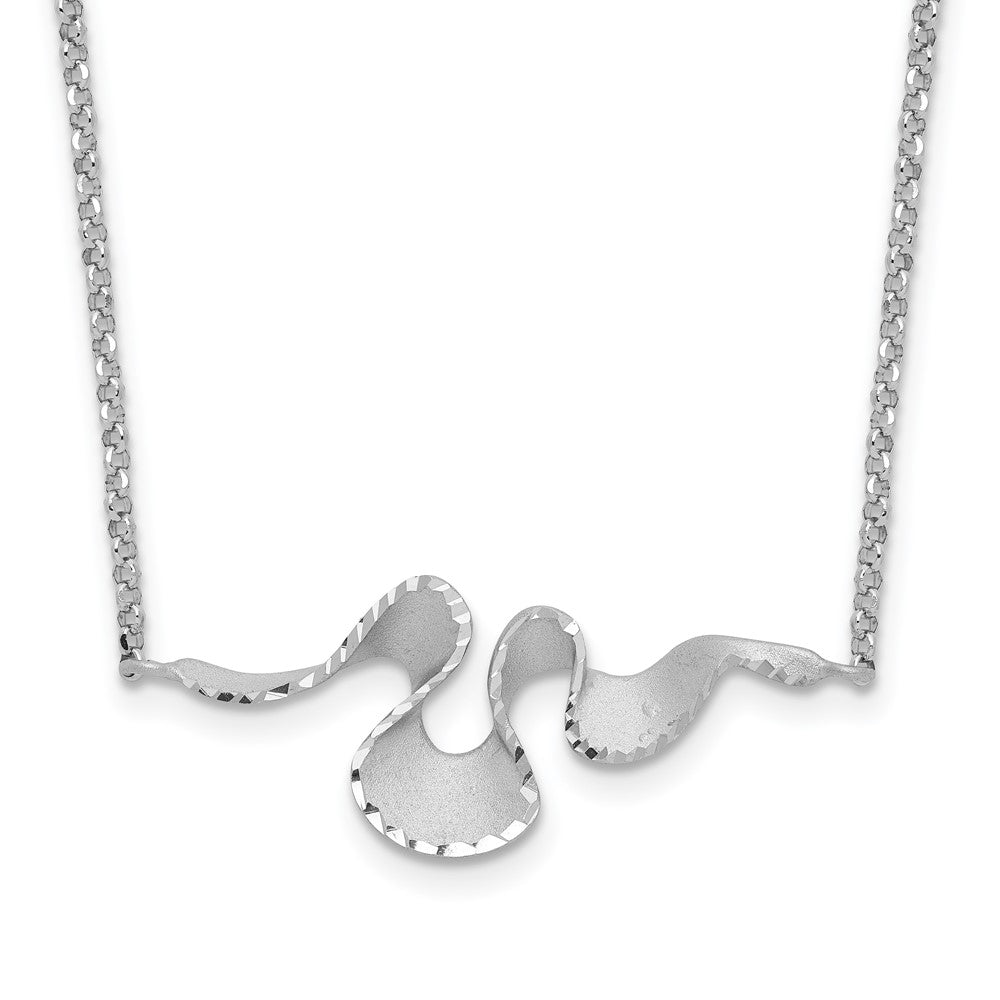 Sterlingsilber Rhodiniert Plt Satiniert / Diamantiert mit 2 Zoll. Verlängerung Halskette