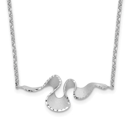 Sterlingsilber Rhodiniert Plt Satiniert / Diamantiert mit 2 Zoll. Verlängerung Halskette