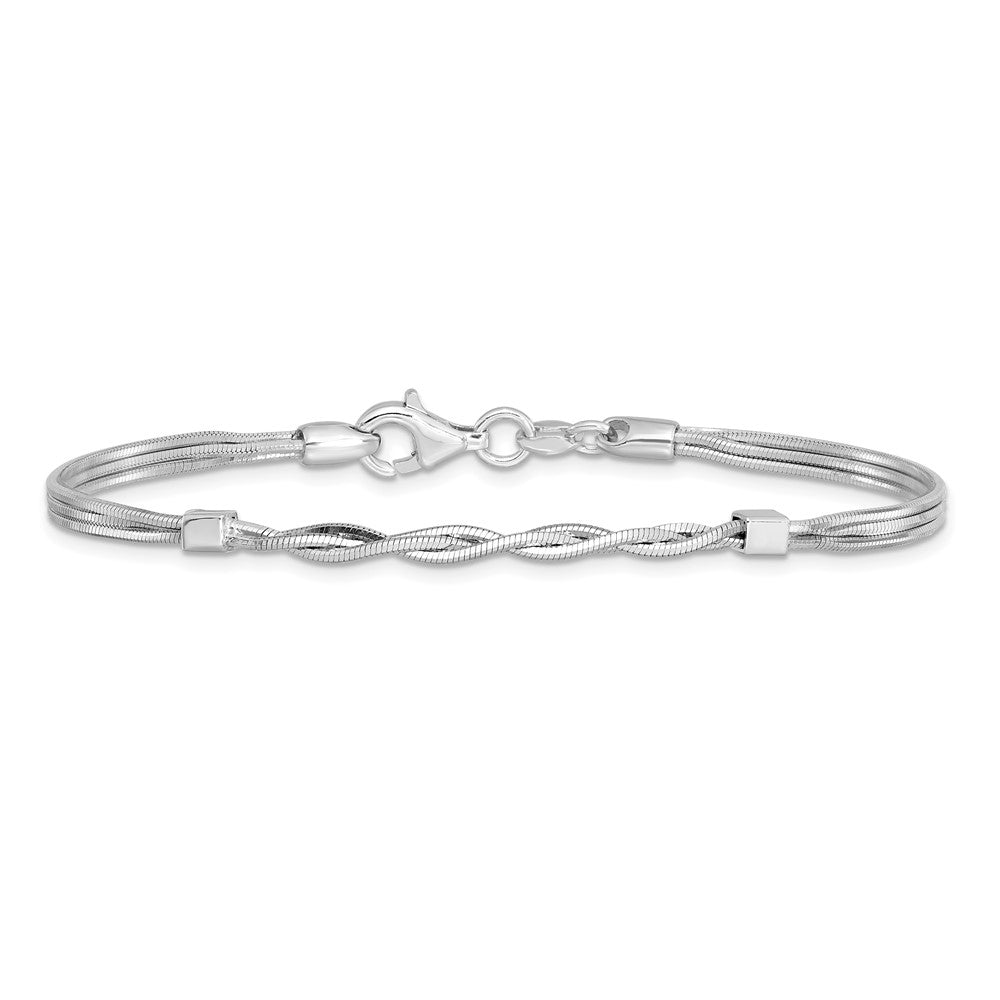 Sterlingsilber Rhodiniert Pl Poliert Multi Strang Geflochten Armband