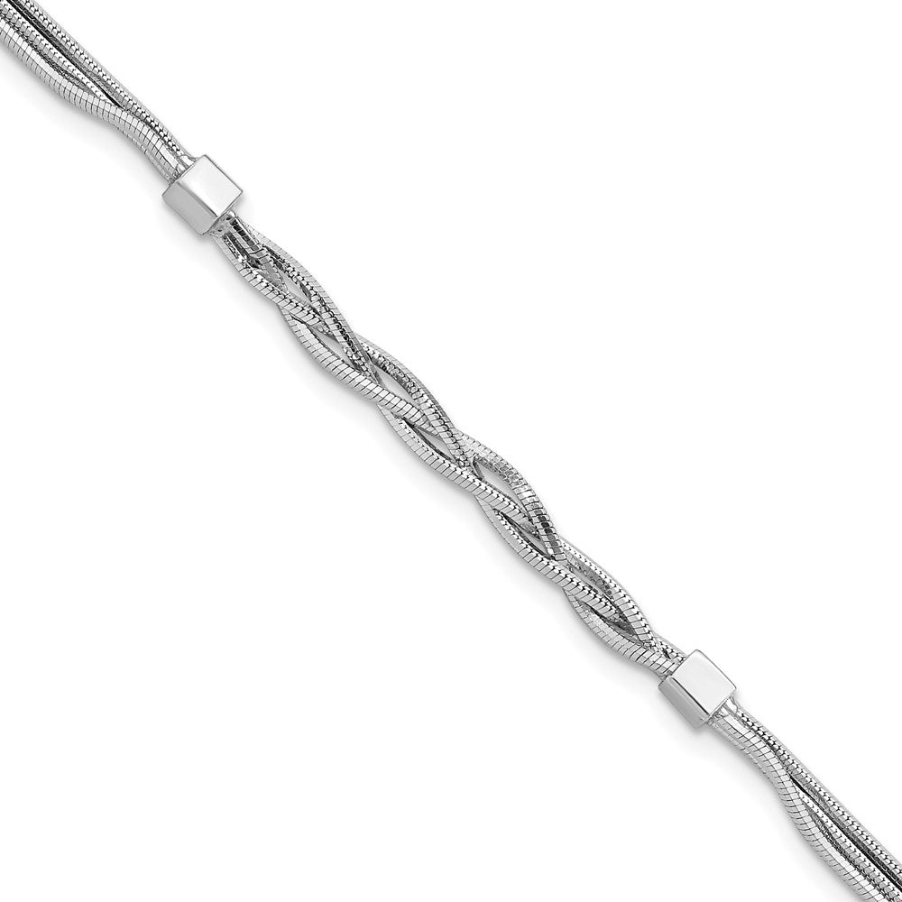 Sterlingsilber Rhodiniert Pl Poliert Multi Strang Geflochten Armband
