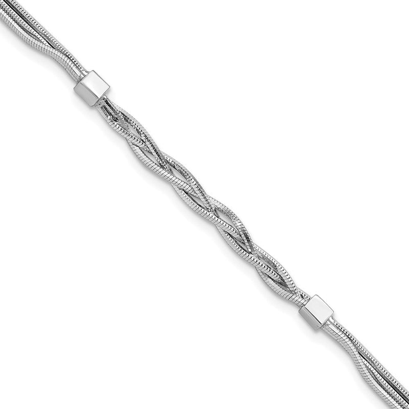Sterlingsilber Rhodiniert Pl Poliert Multi Strang Geflochten Armband