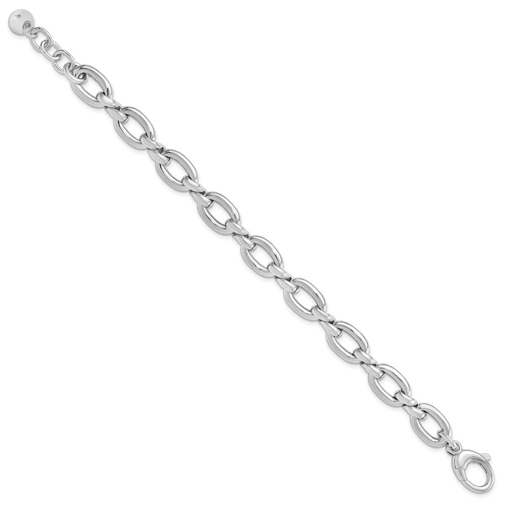 Sterlingsilber Rhodiniert Platte Poliert Mit. Verlängerung. Glieder Gliederarmband