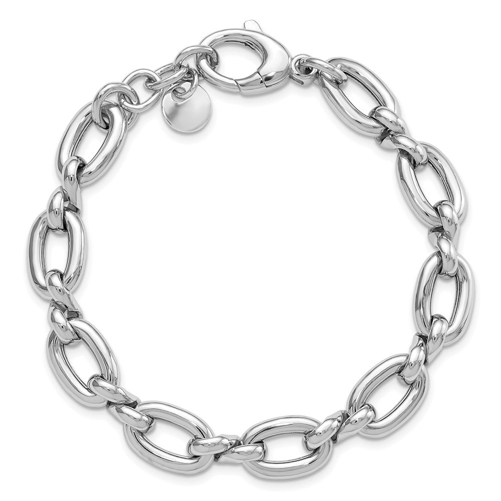 Sterlingsilber Rhodiniert Platte Poliert Mit. Verlängerung. Glieder Gliederarmband