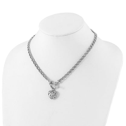 Sterlingsilber Rhodiniert Poliert mit Herz Charm Halskette
