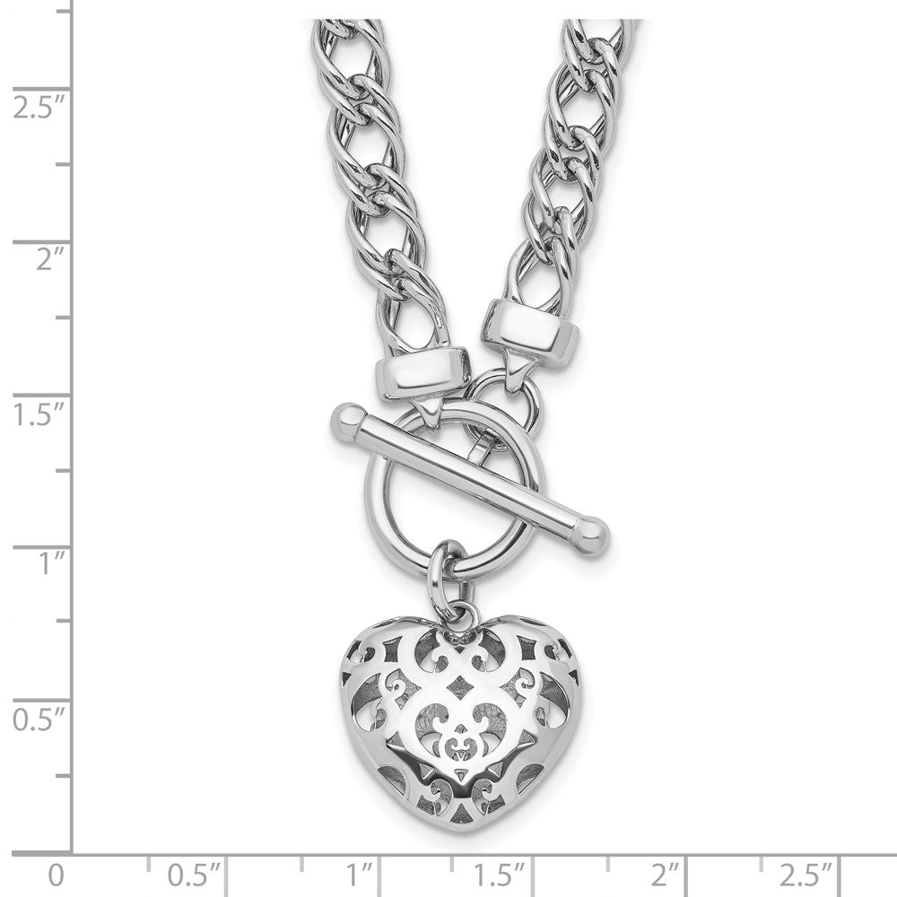 Sterlingsilber Rhodiniert Poliert mit Herz Charm Halskette