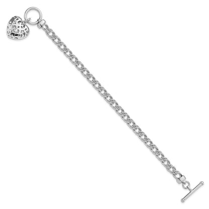 Sterlingsilber Rhodiniert Poliert mit Herz Charm Armband