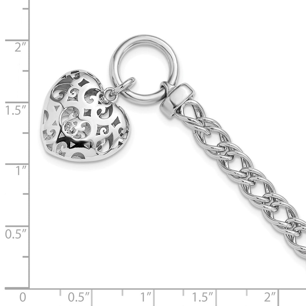 Sterlingsilber Rhodiniert Poliert mit Herz Charm Armband