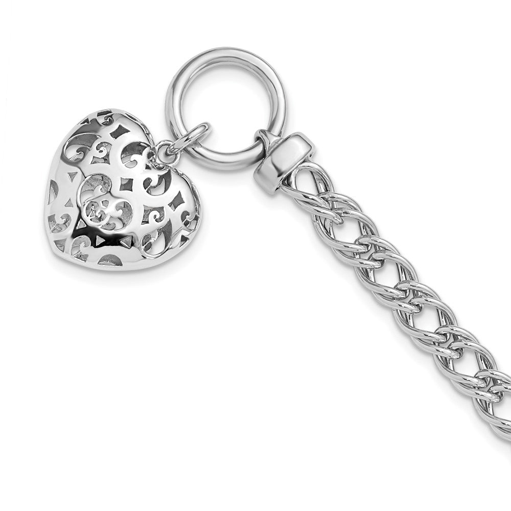 Sterlingsilber Rhodiniert Poliert mit Herz Charm Armband