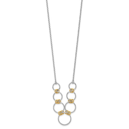 Sterlingsilber Rhodiniert/gold Plt Diamant. Schliff Kreise mit 2 Zoll Verlängerung Halskette