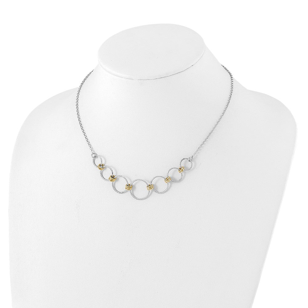 Sterlingsilber Rhodiniert/gold Plt Diamant. Schliff Kreise mit 2 Zoll Verlängerung Halskette