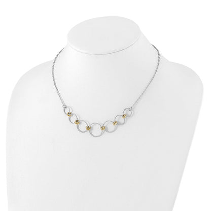 Sterlingsilber Rhodiniert/gold Plt Diamant. Schliff Kreise mit 2 Zoll Verlängerung Halskette