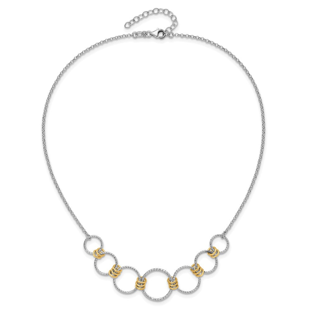 Sterlingsilber Rhodiniert/gold Plt Diamant. Schliff Kreise mit 2 Zoll Verlängerung Halskette