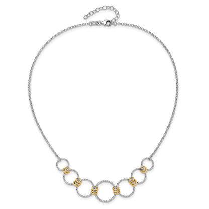 Sterlingsilber Rhodiniert/gold Plt Diamant. Schliff Kreise mit 2 Zoll Verlängerung Halskette