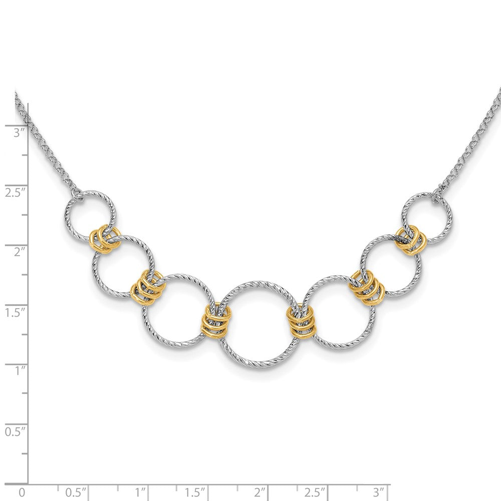 Sterlingsilber Rhodiniert/gold Plt Diamant. Schliff Kreise mit 2 Zoll Verlängerung Halskette