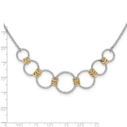 Sterlingsilber Rhodiniert/gold Plt Diamant. Schliff Kreise mit 2 Zoll Verlängerung Halskette