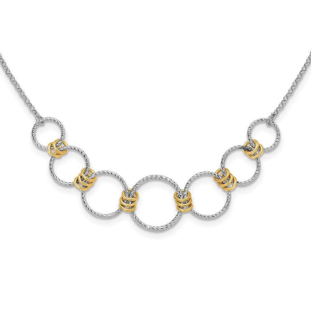 Sterlingsilber Rhodiniert/gold Plt Diamant. Schliff Kreise mit 2 Zoll Verlängerung Halskette