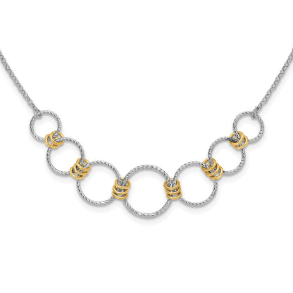 Sterlingsilber Rhodiniert/gold Plt Diamant. Schliff Kreise mit 2 Zoll Verlängerung Halskette
