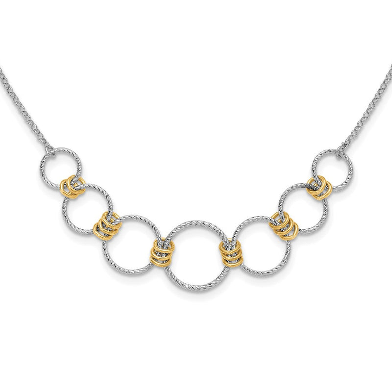 Sterlingsilber Rhodiniert/gold Plt Diamant. Schliff Kreise mit 2 Zoll Verlängerung Halskette