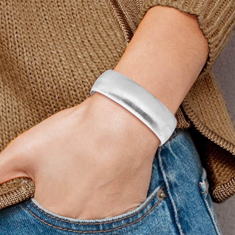 Sterlingsilber Rhodiniert Gebürstet Manschette Armreif