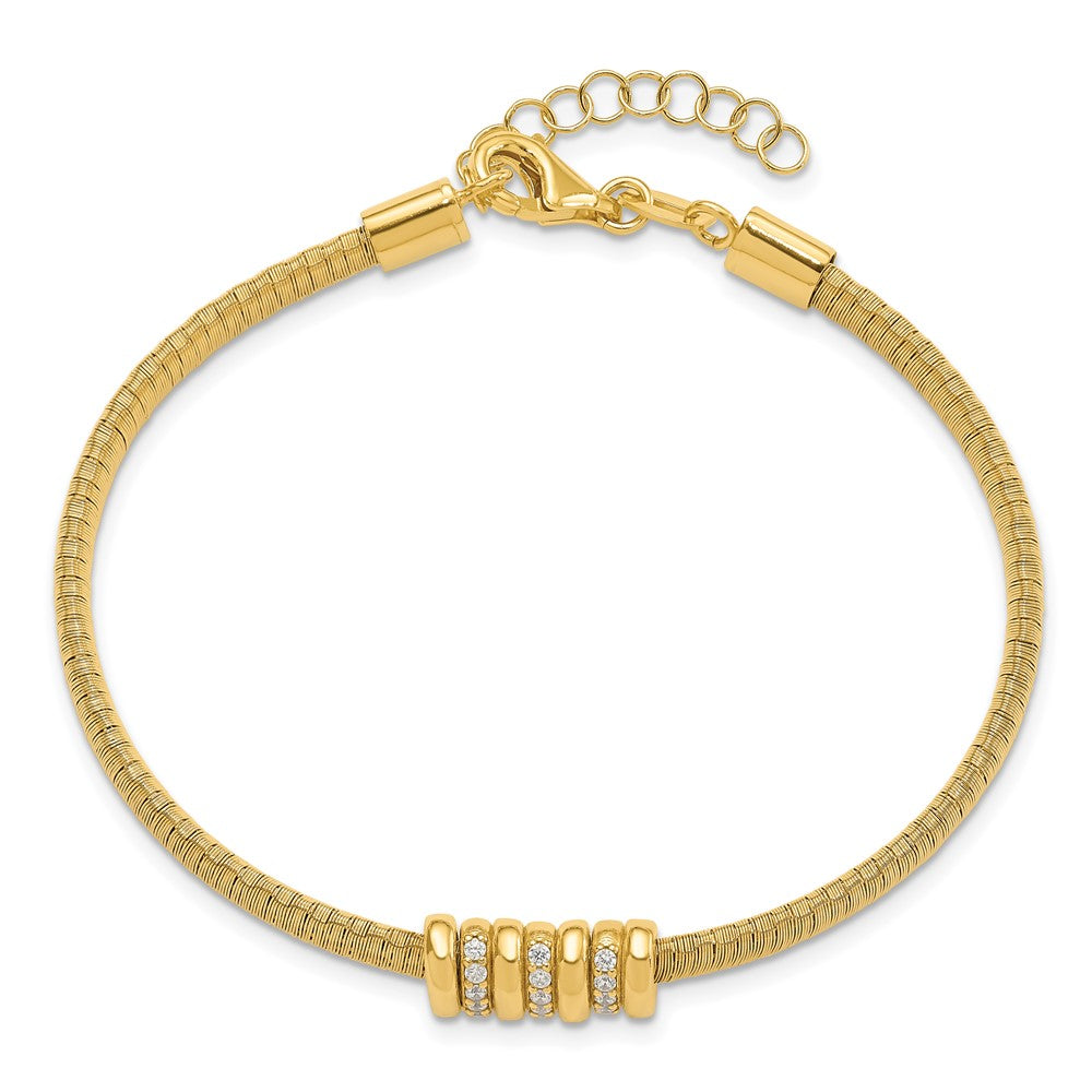 Sterlingsilber Goldfarben Zirkonia 1 Zoll Sicherheits Kette Flex Armreif