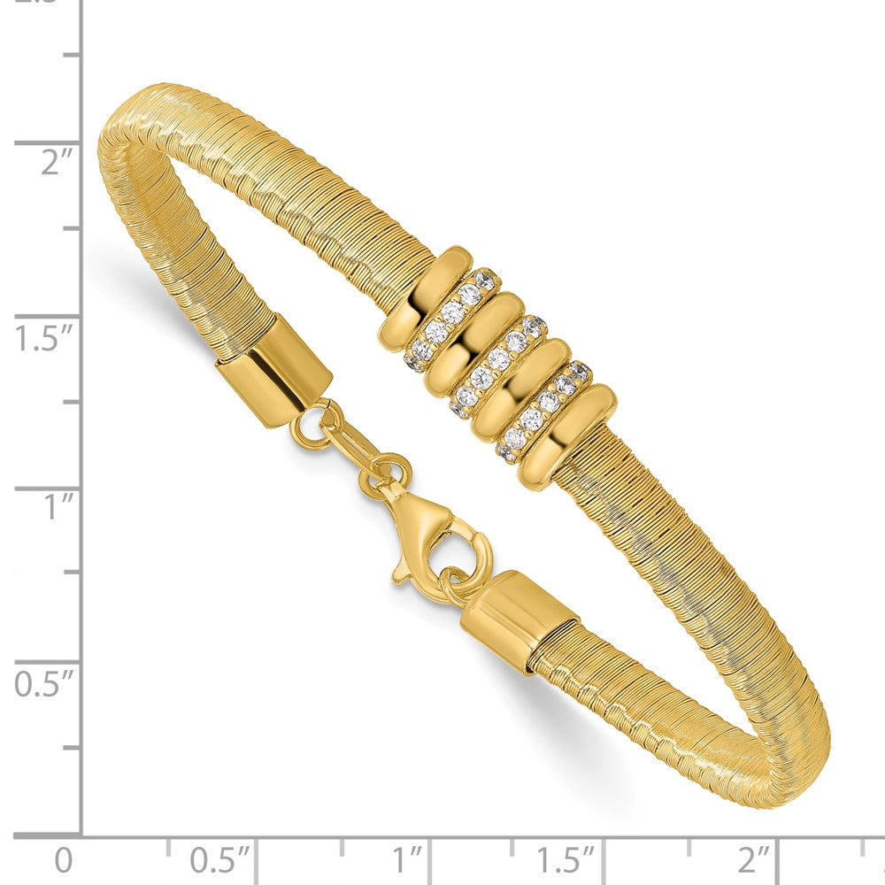 Sterlingsilber Goldfarben Zirkonia 1 Zoll Sicherheits Kette Flex Armreif