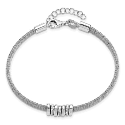 Sterlingsilber Rhodiniert Zirkonia 1 Zoll Sicherheits Kette Flex Armreif