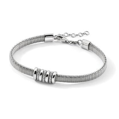 Sterlingsilber Rhodiniert Zirkonia 1 Zoll Sicherheits Kette Flex Armreif