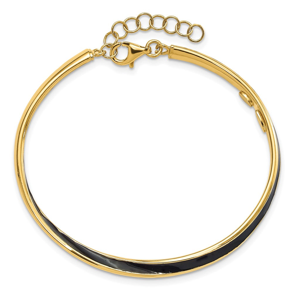 Sterlingsilber Goldfarben Blk Emaille 1 Zoll Verlängerung Kette Armreif