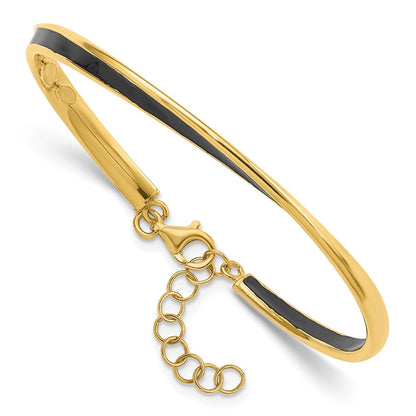 Sterlingsilber Goldfarben Blk Emaille 1 Zoll Verlängerung Kette Armreif