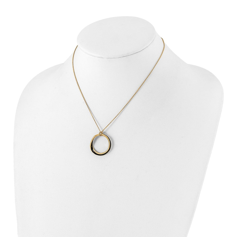 Sterlingsilber Goldfarben und Schwarz Emaille mit 2 Zoll. Verlängerung Halskette