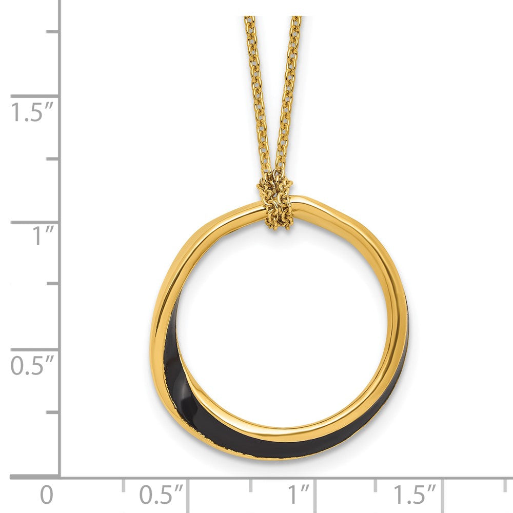 Sterlingsilber Goldfarben und Schwarz Emaille mit 2 Zoll. Verlängerung Halskette
