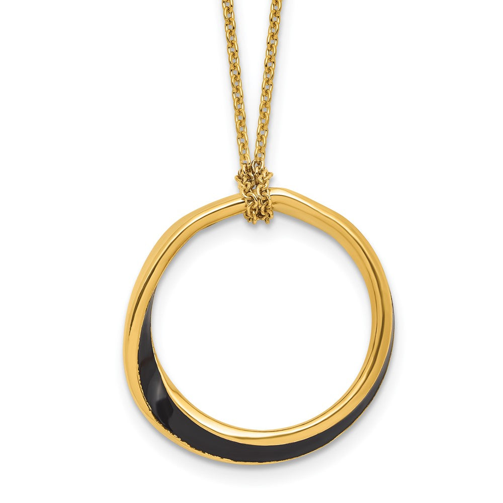 Sterlingsilber Goldfarben und Schwarz Emaille mit 2 Zoll. Verlängerung Halskette