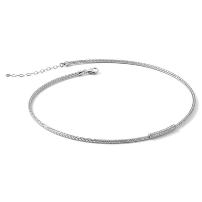 Sterlingsilber Rhodiniert Zirkonia Geflochten Flexibel Manschette Armreif