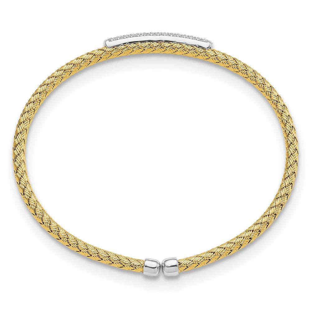 Sterlingsilber Rhodiniert/vergoldet Zirkonia Flexibel Manschette Armreif