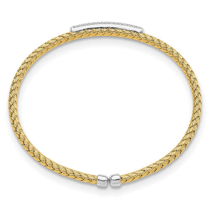 Sterlingsilber Rhodiniert/vergoldet Zirkonia Flexibel Manschette Armreif